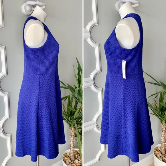 Adorne Sleeveless Scuba Knit Flare Mini Dress in Blue Size 8 - Picture 4 of 9